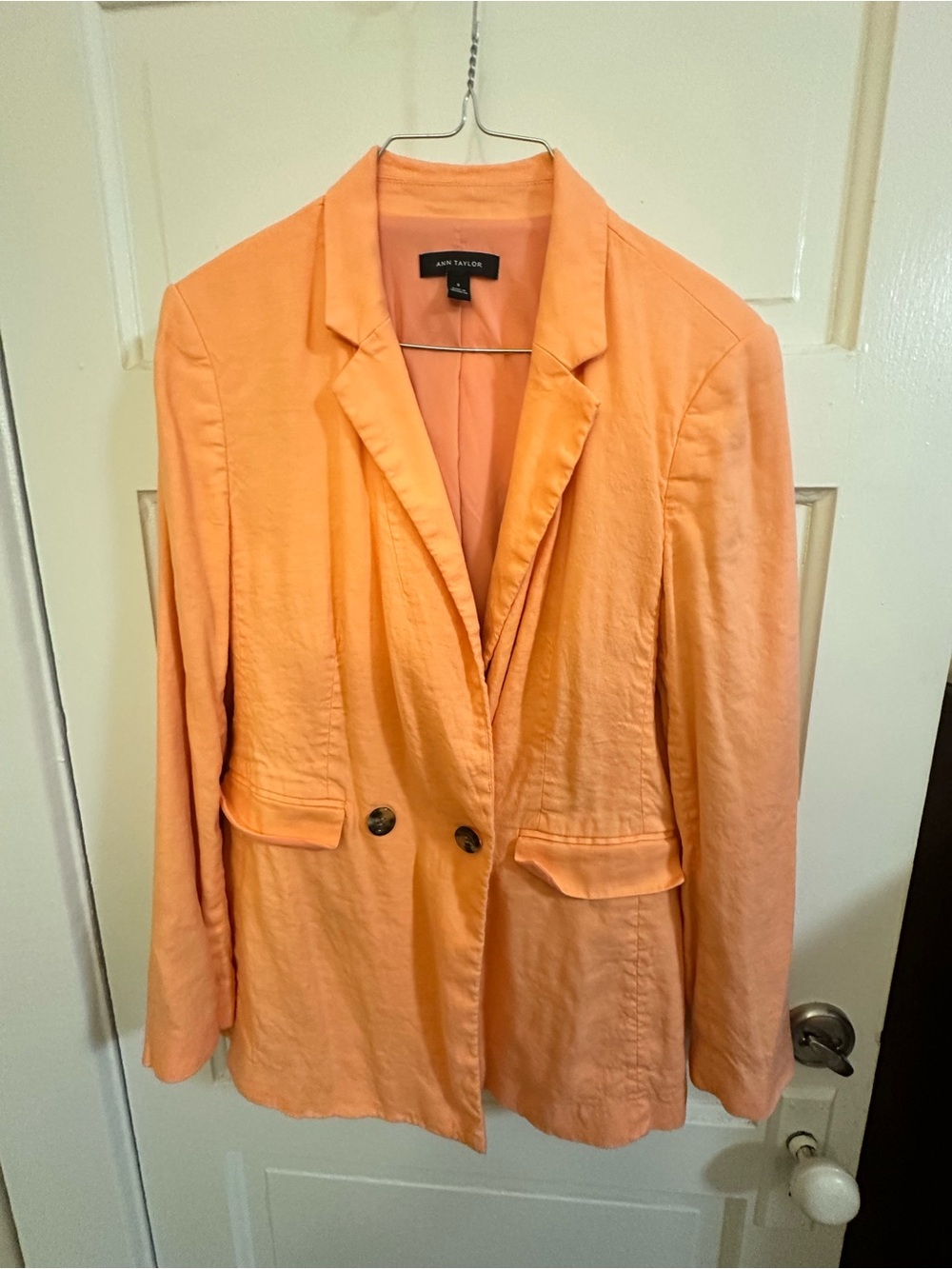 Ann Taylor Coral Peach Double-Button Blazer